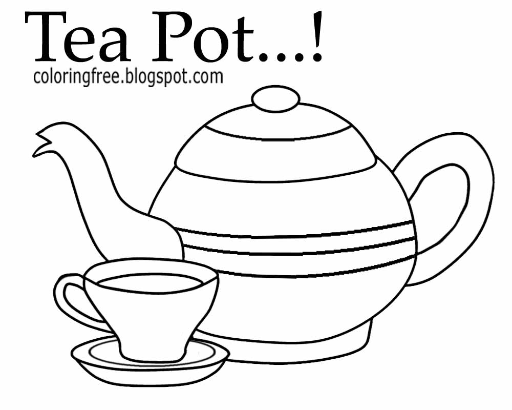 Teapot And Cup Coloring Page Sketch Coloring Page
